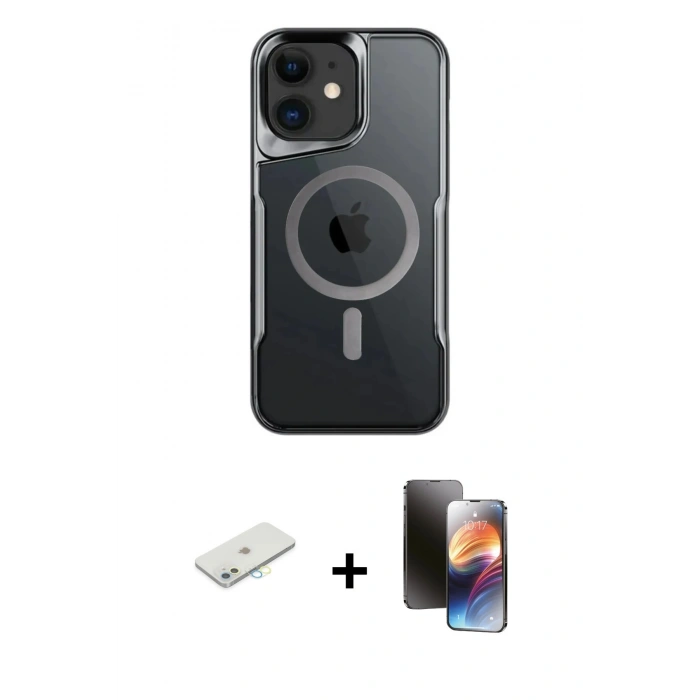 MARSİLYAN™- iPhone 11 Kılıf Yadigar Klasik Özel Seri - Siyah 3D Antistatik Mat Seramik Nano Ekran Koruyucu + Renkli Kamera Lens Koruma Cam - SI