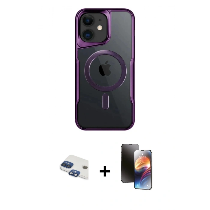 MARSİLYAN™- iPhone 11 Kılıf Yadigar Klasik Özel Seri - Siyah 3D Antistatik Mat Seramik Nano Ekran Koruyucu + Lacivert Pers Alüminyum Kamera Lens