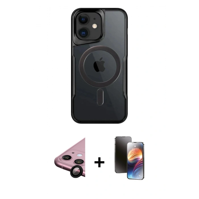 MARSİLYAN™- iPhone 11 Kılıf Yadigar Klasik Özel Seri - Siyah 3D Antistatik Mat Seramik Nano Ekran Koruyucu + Raze Metal Kamera Lens - SH