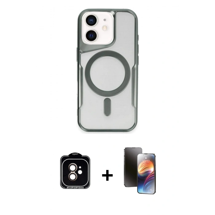 MARSİLYAN™- iPhone 11 Kılıf Yadigar Klasik Özel Seri - Siyah 3D Antistatik Mat Seramik Nano Ekran Koruyucu + PVD Metal Kamera Lens - TU