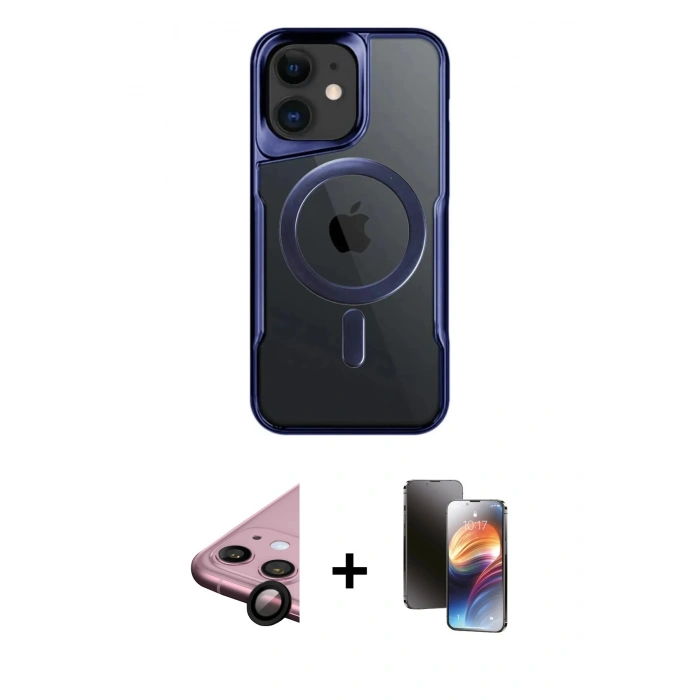 MARSİLYAN™- iPhone 11 Kılıf Yadigar Klasik Özel Seri - Siyah 3D Antistatik Mat Seramik Nano Ekran Koruyucu + Raze Metal Kamera Lens - SH
