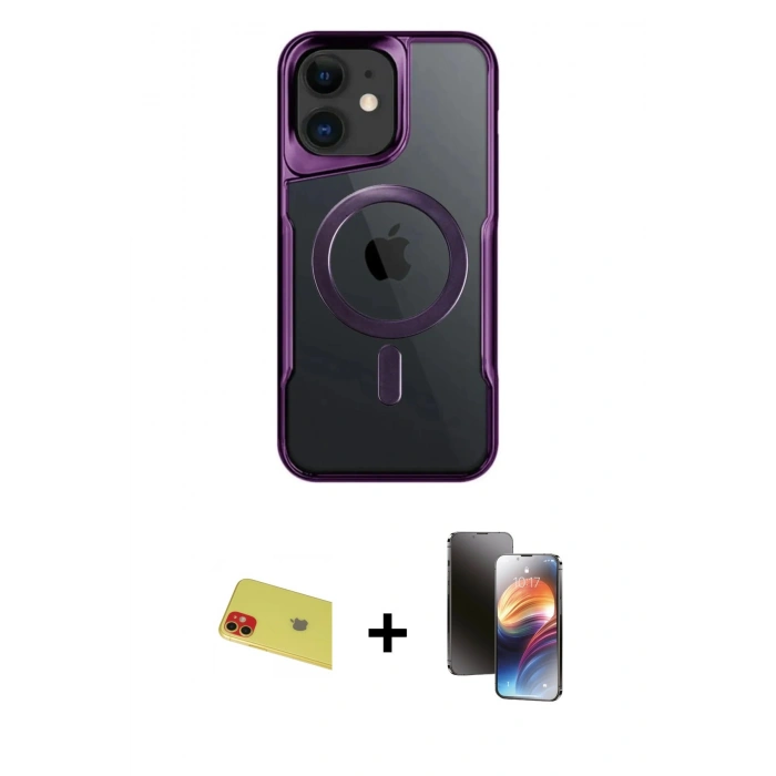 MARSİLYAN™- iPhone 11 Kılıf Yadigar Klasik Özel Seri - Siyah 3D Antistatik Mat Seramik Nano Ekran Koruyucu + Rainbow Kamera Lens Koruma Cam - KI