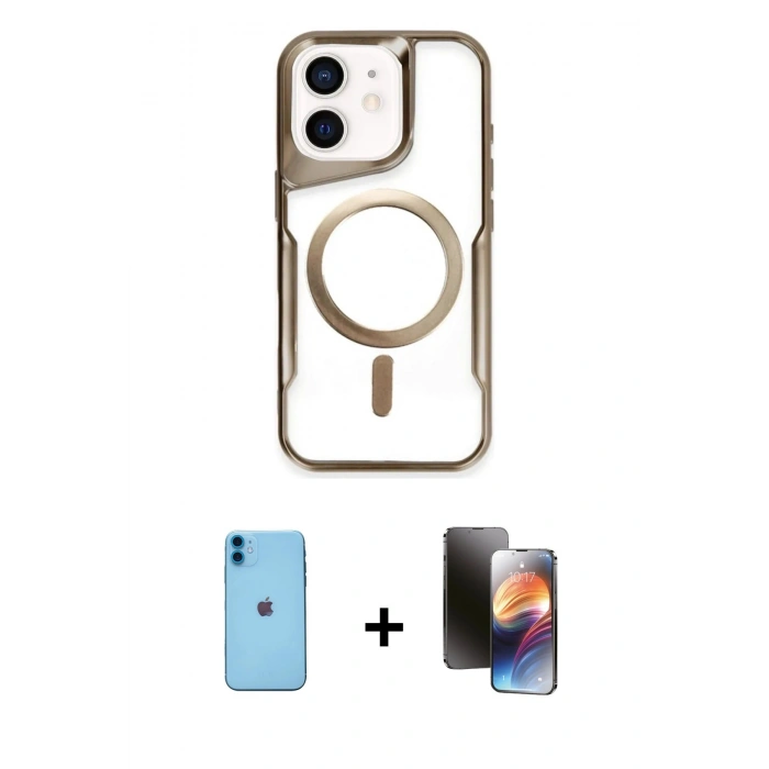 MARSİLYAN™- iPhone 11 Kılıf Yadigar Klasik Özel Seri - Siyah 3D Antistatik Mat Seramik Nano Ekran Koruyucu + Neon Fosforlu Kamera Lens - MI