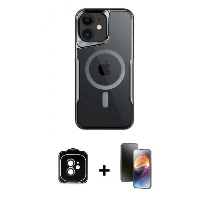 MARSİLYAN™- iPhone 11 Kılıf Yadigar Klasik Özel Seri - Siyah 3D Antistatik Mat Seramik Nano Ekran Koruyucu + PVD Metal Kamera Lens - TU