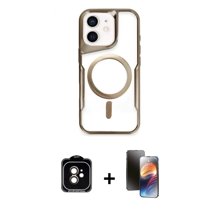 MARSİLYAN™- iPhone 11 Kılıf Yadigar Klasik Özel Seri - Siyah 3D Antistatik Mat Seramik Nano Ekran Koruyucu + PVD Metal Kamera Lens - TU