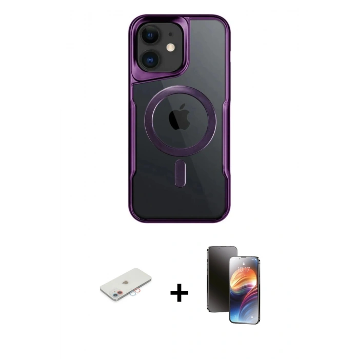 MARSİLYAN™- iPhone 11 Kılıf Yadigar Klasik Özel Seri - Siyah 3D Antistatik Mat Seramik Nano Ekran Koruyucu + Renkli Kamera Lens Koruma Cam - PE