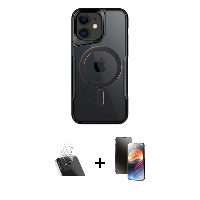MARSİLYAN™- iPhone 11 Kılıf Yadigar Klasik Özel Seri - Siyah 3D Antistatik Mat Seramik Nano Ekran Koruyucu + Kamera Lens Koruma Cam - SF
