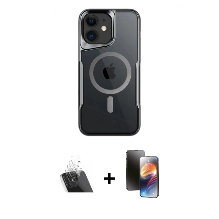 MARSİLYAN™- iPhone 11 Kılıf Yadigar Klasik Özel Seri - Siyah 3D Antistatik Mat Seramik Nano Ekran Koruyucu + Kamera Lens Koruma Cam - SF