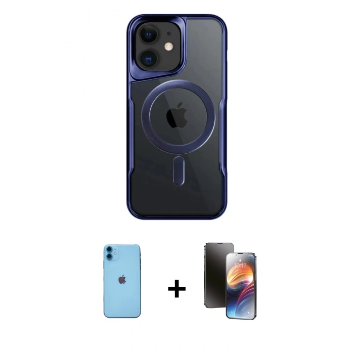 MARSİLYAN™- iPhone 11 Kılıf Yadigar Klasik Özel Seri - Siyah 3D Antistatik Mat Seramik Nano Ekran Koruyucu + Neon Fosforlu Kamera Lens - MI