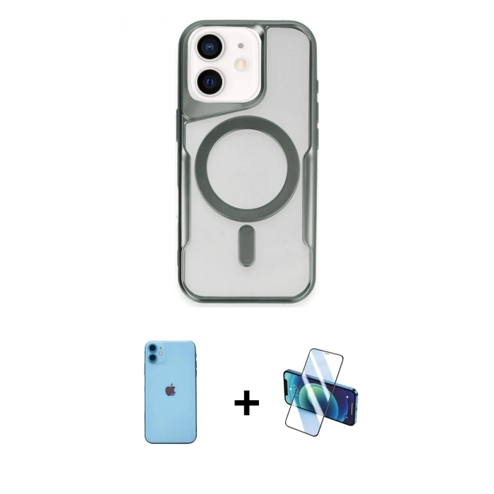 MARSİLYAN™- iPhone 11 Kılıf Yadigar Klasik Özel Seri - Siyah 3D Antistatik Seramik Nano Ekran Koruyucu + Neon Fosforlu Kamera Lens - MI