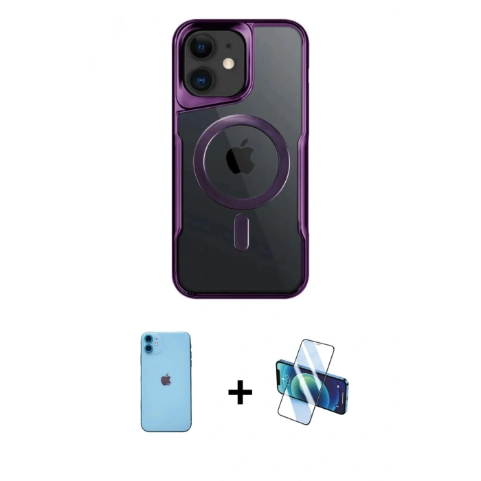 MARSİLYAN™- iPhone 11 Kılıf Yadigar Klasik Özel Seri - Siyah 3D Antistatik Seramik Nano Ekran Koruyucu + Neon Fosforlu Kamera Lens - MI