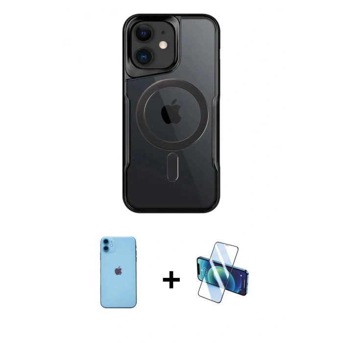 MARSİLYAN™- iPhone 11 Kılıf Yadigar Klasik Özel Seri - Siyah 3D Antistatik Seramik Nano Ekran Koruyucu + Neon Fosforlu Kamera Lens - MI