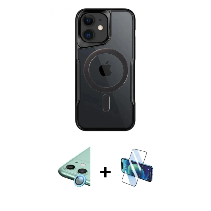 MARSİLYAN™- iPhone 11 Kılıf Yadigar Klasik Özel Seri - Siyah 3D Antistatik Seramik Nano Ekran Koruyucu + Raze Metal Kamera Lens - MI