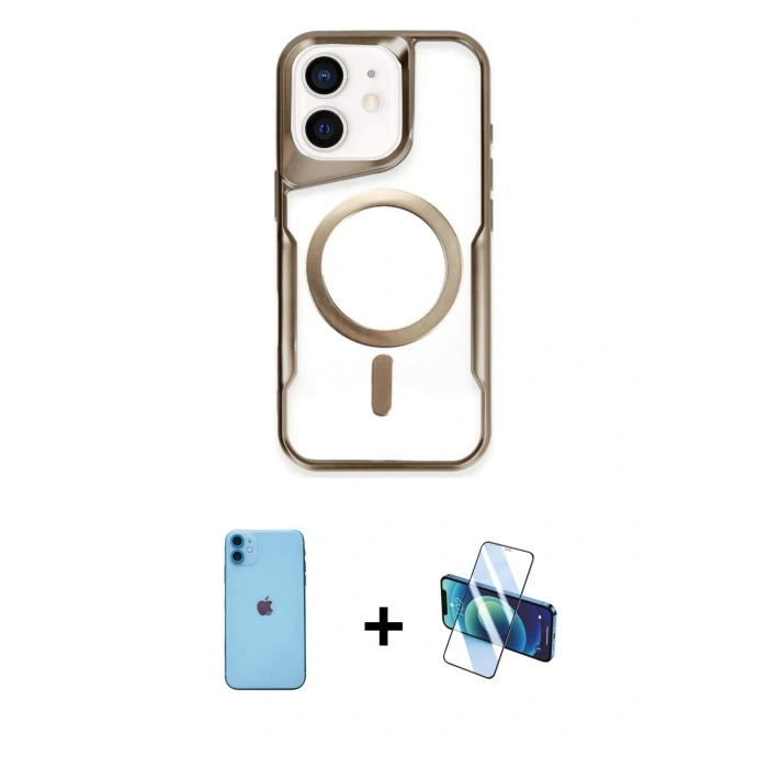 MARSİLYAN™- iPhone 11 Kılıf Yadigar Klasik Özel Seri - Siyah 3D Antistatik Seramik Nano Ekran Koruyucu + Neon Fosforlu Kamera Lens - MI