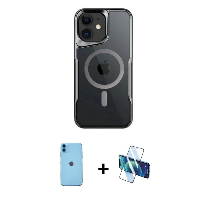 MARSİLYAN™- iPhone 11 Kılıf Yadigar Klasik Özel Seri - Siyah 3D Antistatik Seramik Nano Ekran Koruyucu + Neon Fosforlu Kamera Lens - MI