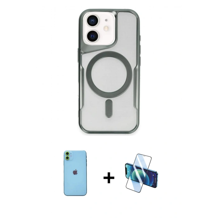MARSİLYAN™- iPhone 11 Kılıf Yadigar Klasik Özel Seri - Siyah 3D Antistatik Seramik Nano Ekran Koruyucu + Neon Fosforlu Kamera Lens - YL