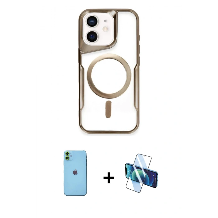 MARSİLYAN™- iPhone 11 Kılıf Yadigar Klasik Özel Seri - Siyah 3D Antistatik Seramik Nano Ekran Koruyucu + Neon Fosforlu Kamera Lens - YL