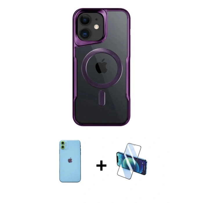MARSİLYAN™- iPhone 11 Kılıf Yadigar Klasik Özel Seri - Siyah 3D Antistatik Seramik Nano Ekran Koruyucu + Neon Fosforlu Kamera Lens - YL
