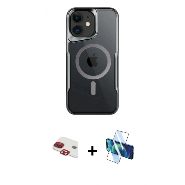 MARSİLYAN™- iPhone 11 Kılıf Yadigar Klasik Özel Seri - Siyah 3D Antistatik Seramik Nano Ekran Koruyucu + Pers Alüminyum Kamera Lens - KI