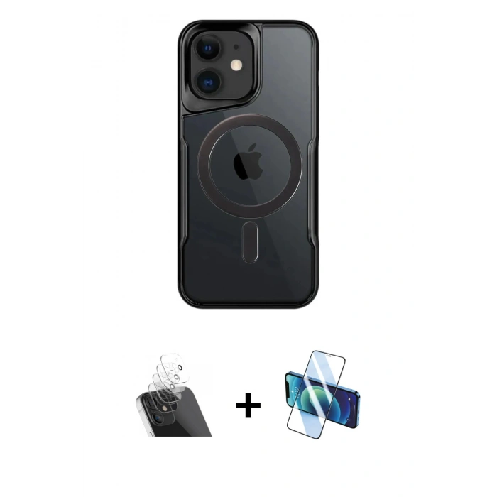 MARSİLYAN™- iPhone 11 Kılıf Yadigar Klasik Özel Seri - Siyah 3D Antistatik Seramik Nano Ekran Koruyucu + Kamera Lens Koruma Cam - SF