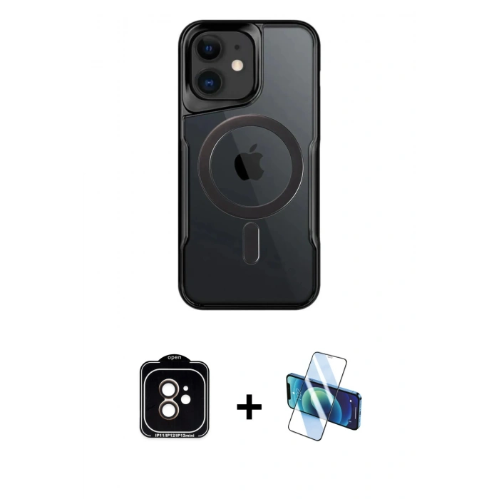 MARSİLYAN™- iPhone 11 Kılıf Yadigar Klasik Özel Seri - Siyah 3D Antistatik Seramik Nano Ekran Koruyucu + PVD Metal Kamera Lens - TU