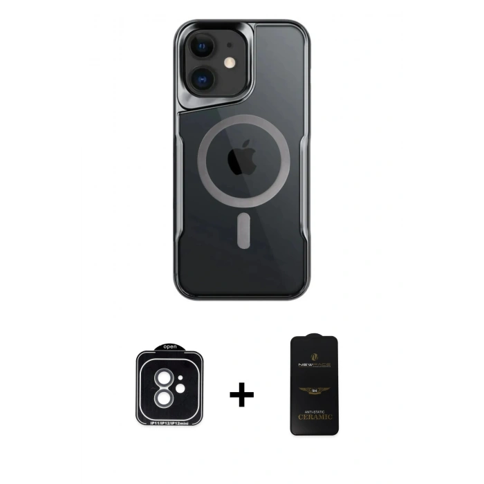 MARSİLYAN™- iPhone 11 Kılıf Yadigar Klasik Özel Seri - Siyah 6D Antistatik Mat Seramik Hayalet Nano Ekran Koruyucu + PVD Metal Kamera Lens - YL