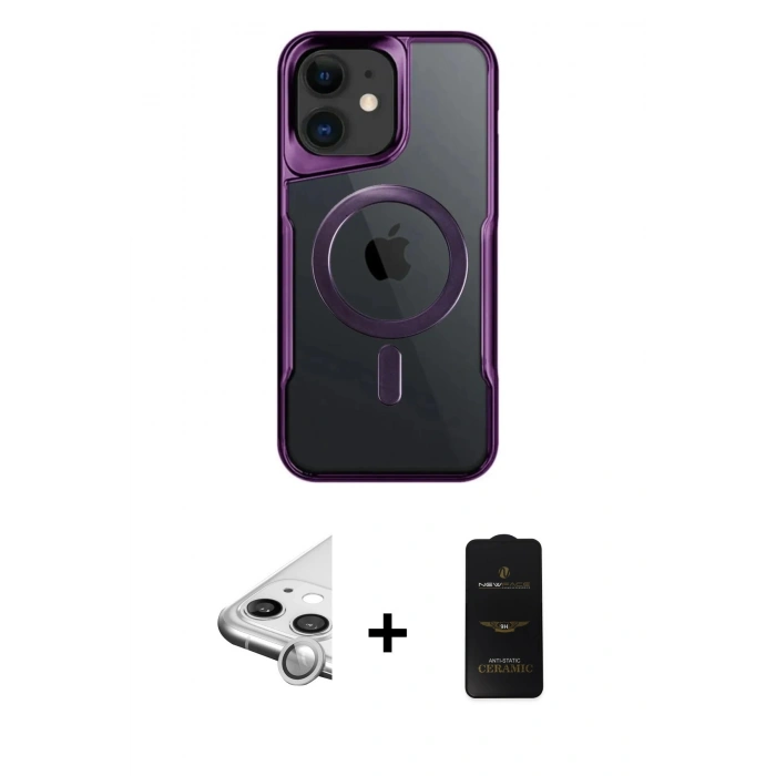 MARSİLYAN™- iPhone 11 Kılıf Yadigar Klasik Özel Seri - Siyah 6D Antistatik Mat Seramik Hayalet Nano Ekran Koruyucu + Raze Metal Kamera Lens - GS