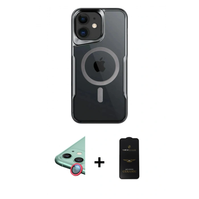 MARSİLYAN™- iPhone 11 Kılıf Yadigar Klasik Özel Seri - Siyah 6D Antistatik Mat Seramik Hayalet Nano Ekran Koruyucu + Raze Metal Kamera Lens - KI