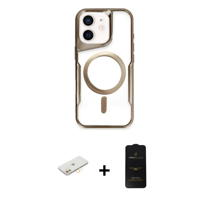 MARSİLYAN™- iPhone 11 Kılıf Yadigar Klasik Özel Seri - Siyah 6D Antistatik Mat Seramik Hayalet Nano Ekran Koruyucu + Renkli Kamera Lens Koruma Cam - SI