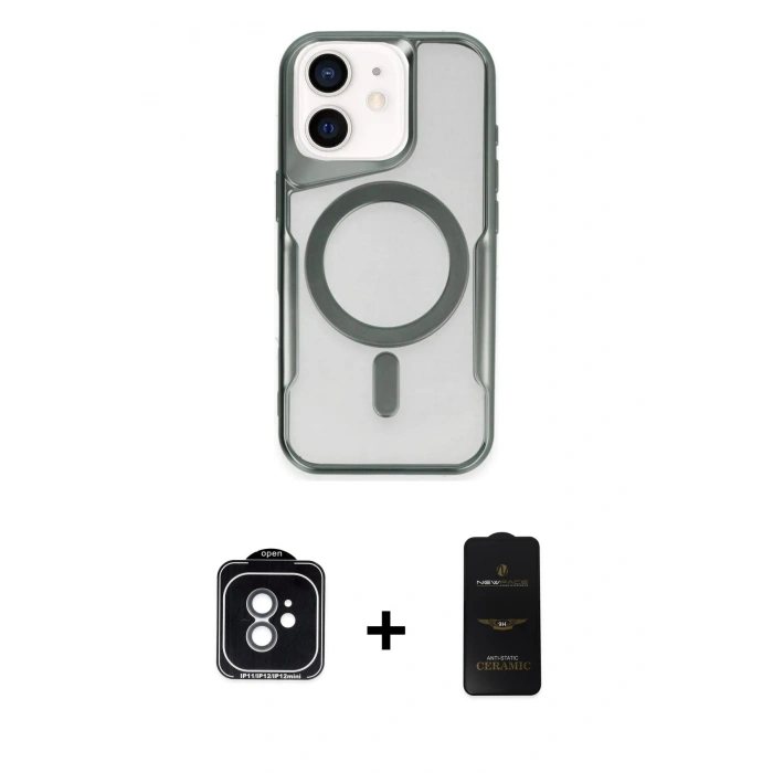 MARSİLYAN™- iPhone 11 Kılıf Yadigar Klasik Özel Seri - Siyah 6D Antistatik Mat Seramik Hayalet Nano Ekran Koruyucu + PVD Metal Kamera Lens - YL