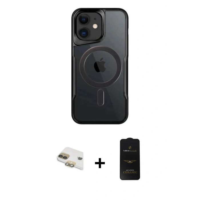 MARSİLYAN™- iPhone 11 Kılıf Yadigar Klasik Özel Seri - Siyah 6D Antistatik Mat Seramik Hayalet Nano Ekran Koruyucu + Pers Alüminyum Kamera Lens - GD