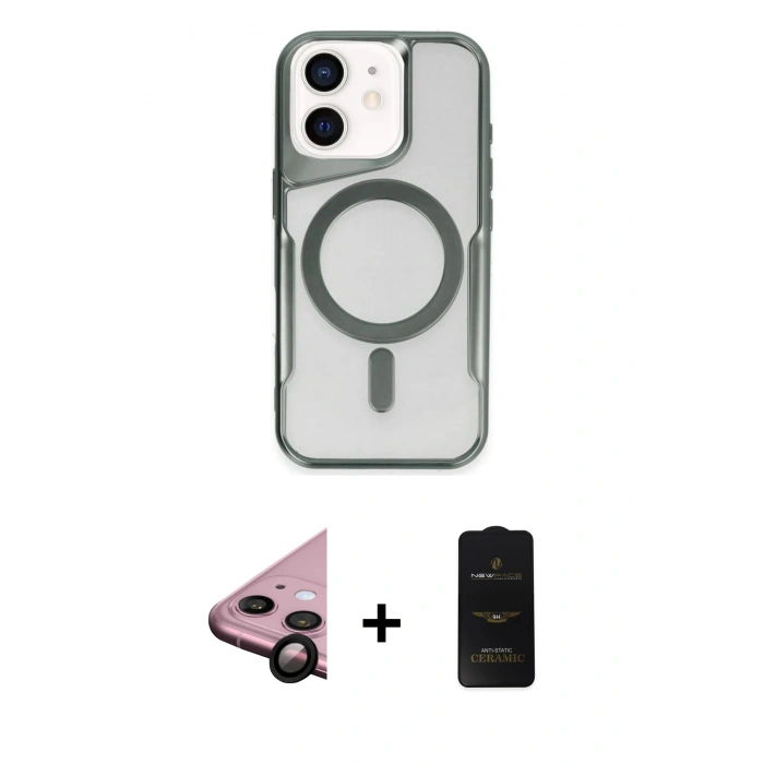 MARSİLYAN™- iPhone 11 Kılıf Yadigar Klasik Özel Seri - Siyah 6D Antistatik Mat Seramik Hayalet Nano Ekran Koruyucu + Raze Metal Kamera Lens - SH
