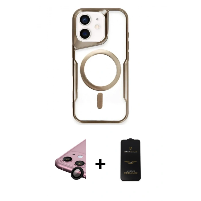MARSİLYAN™- iPhone 11 Kılıf Yadigar Klasik Özel Seri - Siyah 6D Antistatik Mat Seramik Hayalet Nano Ekran Koruyucu + Raze Metal Kamera Lens - SH
