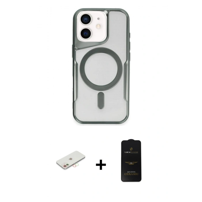 MARSİLYAN™- iPhone 11 Kılıf Yadigar Klasik Özel Seri - Siyah 6D Antistatik Mat Seramik Hayalet Nano Ekran Koruyucu + Renkli Kamera Lens Koruma Cam - YL