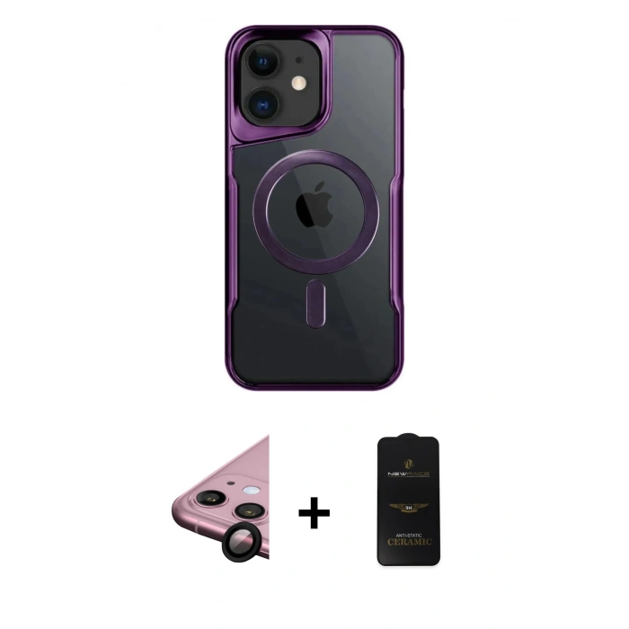 MARSİLYAN™- iPhone 11 Kılıf Yadigar Klasik Özel Seri - Siyah 6D Antistatik Mat Seramik Hayalet Nano Ekran Koruyucu + Raze Metal Kamera Lens - SH