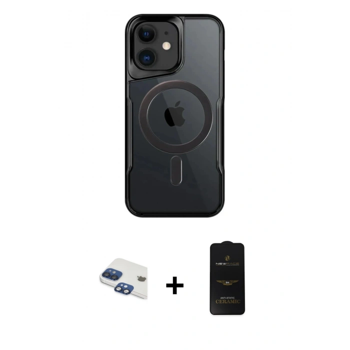 MARSİLYAN™- iPhone 11 Kılıf Yadigar Klasik Özel Seri - Siyah 6D Antistatik Mat Seramik Hayalet Nano Ekran Koruyucu + Pers Alüminyum Kamera Lens - LT