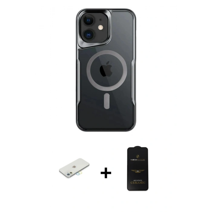 MARSİLYAN™- iPhone 11 Kılıf Yadigar Klasik Özel Seri - Siyah 6D Antistatik Mat Seramik Hayalet Nano Ekran Koruyucu + Renkli Kamera Lens Koruma Cam - SI