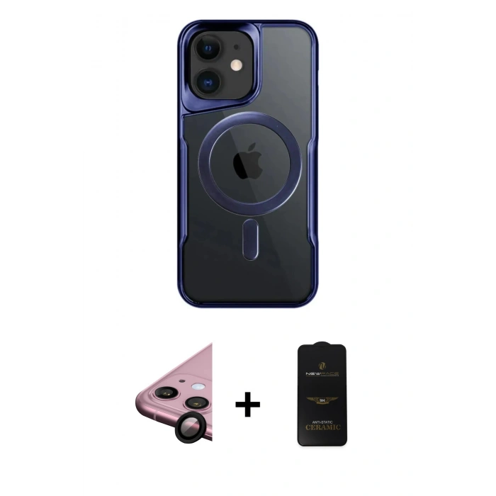 MARSİLYAN™- iPhone 11 Kılıf Yadigar Klasik Özel Seri - Siyah 6D Antistatik Mat Seramik Hayalet Nano Ekran Koruyucu + Raze Metal Kamera Lens - SH