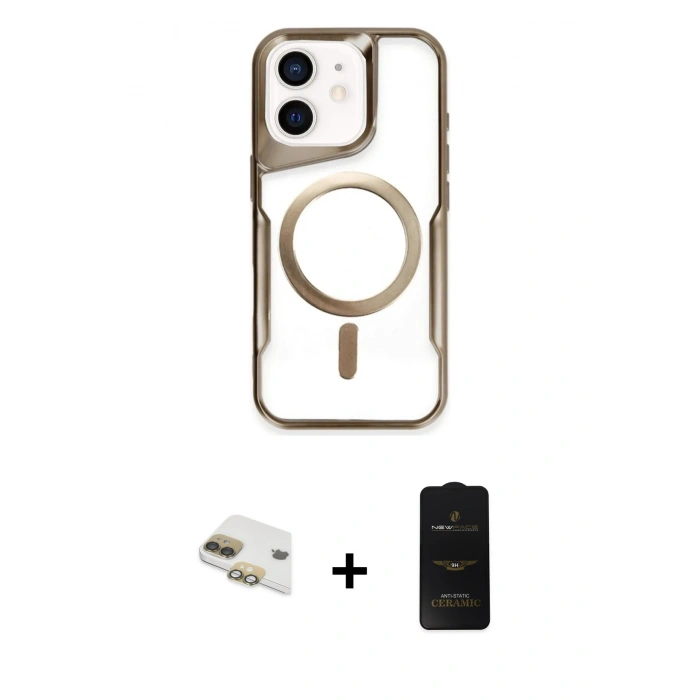 MARSİLYAN™- iPhone 11 Kılıf Yadigar Klasik Özel Seri - Siyah 6D Antistatik Mat Seramik Hayalet Nano Ekran Koruyucu + Pers Alüminyum Kamera Lens - GD