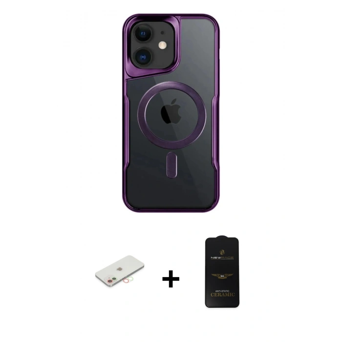 MARSİLYAN™- iPhone 11 Kılıf Yadigar Klasik Özel Seri - Siyah 6D Antistatik Mat Seramik Hayalet Nano Ekran Koruyucu + Renkli Kamera Lens Koruma Cam - YL