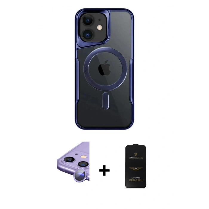 MARSİLYAN™- iPhone 11 Kılıf Yadigar Klasik Özel Seri - Siyah 6D Antistatik Mat Seramik Hayalet Nano Ekran Koruyucu + Raze Metal Kamera Lens - MR