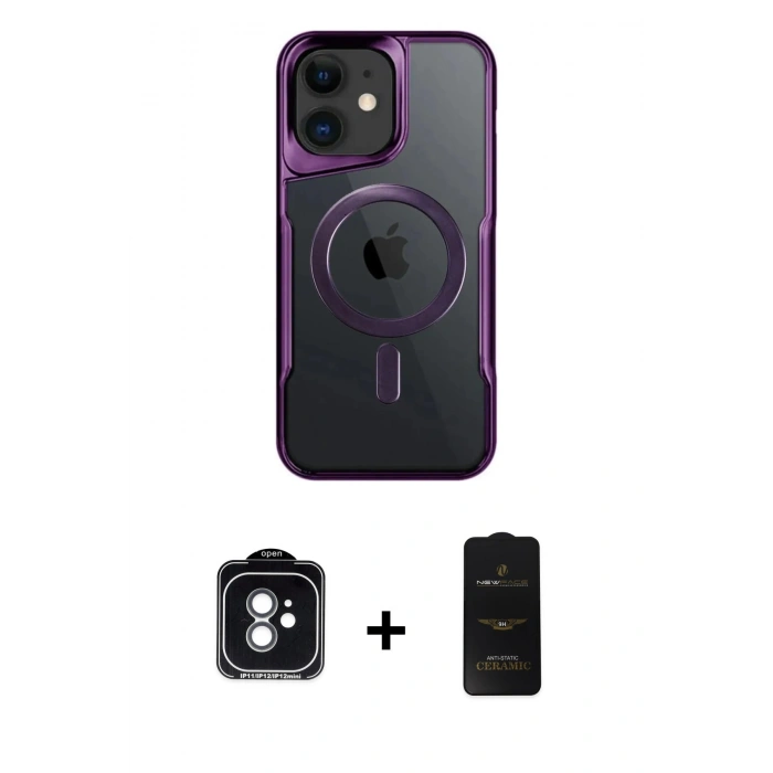 MARSİLYAN™- iPhone 11 Kılıf Yadigar Klasik Özel Seri - Siyah 6D Antistatik Mat Seramik Hayalet Nano Ekran Koruyucu + PVD Metal Kamera Lens - YL