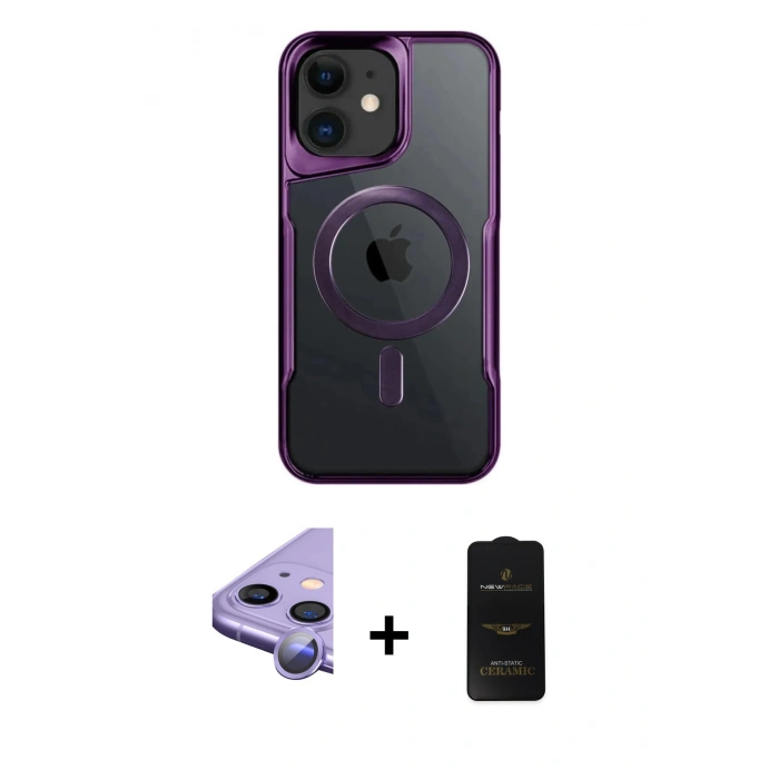 MARSİLYAN™- iPhone 11 Kılıf Yadigar Klasik Özel Seri - Siyah 6D Antistatik Mat Seramik Hayalet Nano Ekran Koruyucu + Raze Metal Kamera Lens - MR
