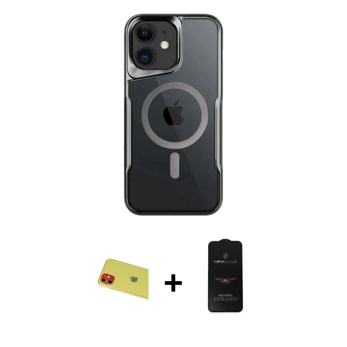 MARSİLYAN™- iPhone 11 Kılıf Yadigar Klasik Özel Seri - Siyah 6D Antistatik Mat Seramik Hayalet Nano Ekran Koruyucu + Rainbow Kamera Lens Koruma Cam - KI