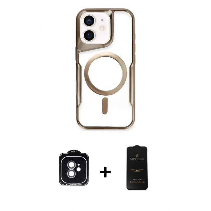 MARSİLYAN™- iPhone 11 Kılıf Yadigar Klasik Özel Seri - Siyah 6D Antistatik Mat Seramik Hayalet Nano Ekran Koruyucu + PVD Metal Kamera Lens - YL