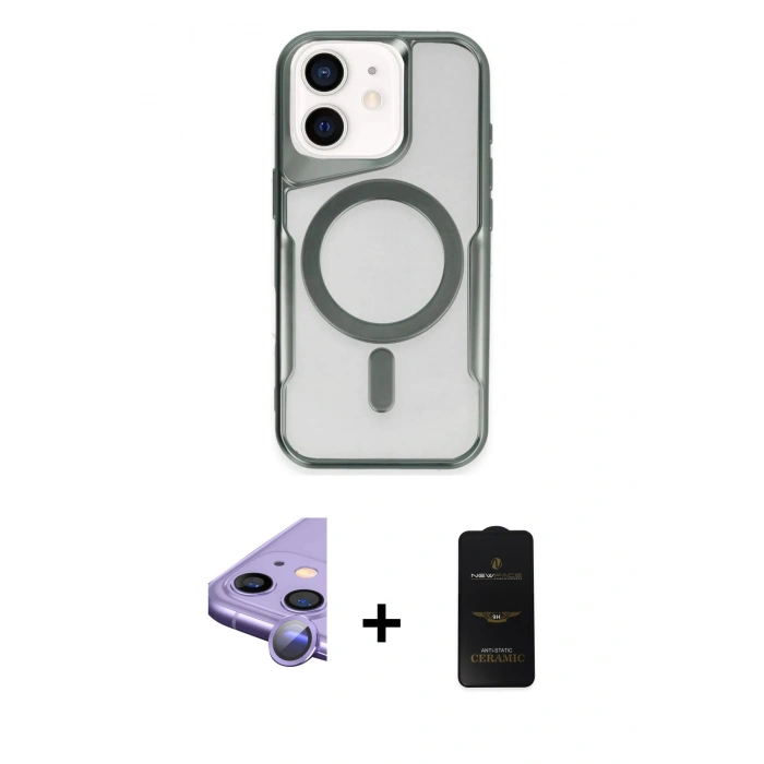MARSİLYAN™- iPhone 11 Kılıf Yadigar Klasik Özel Seri - Siyah 6D Antistatik Mat Seramik Hayalet Nano Ekran Koruyucu + Raze Metal Kamera Lens - MR