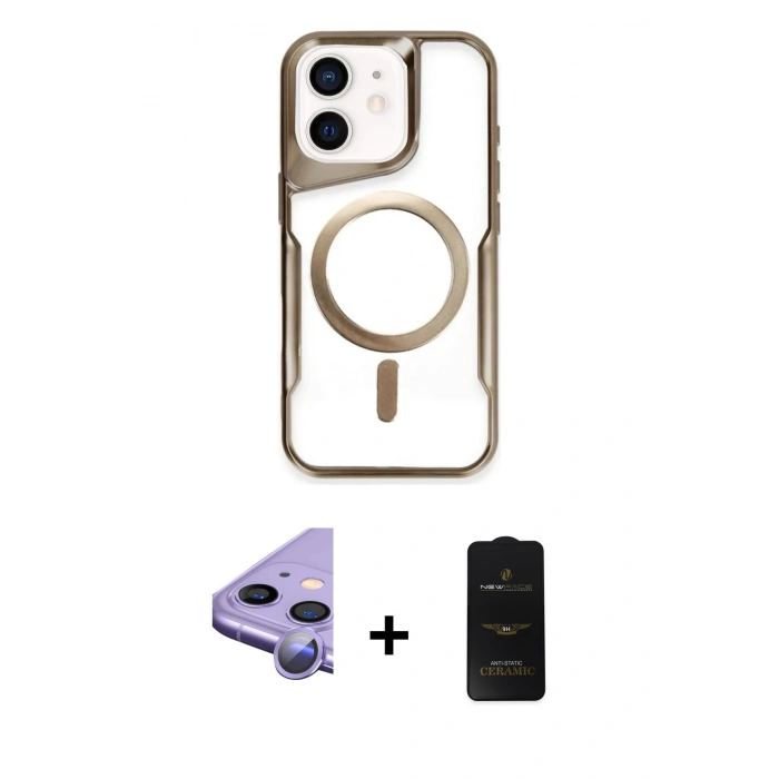 MARSİLYAN™- iPhone 11 Kılıf Yadigar Klasik Özel Seri - Siyah 6D Antistatik Mat Seramik Hayalet Nano Ekran Koruyucu + Raze Metal Kamera Lens - MR