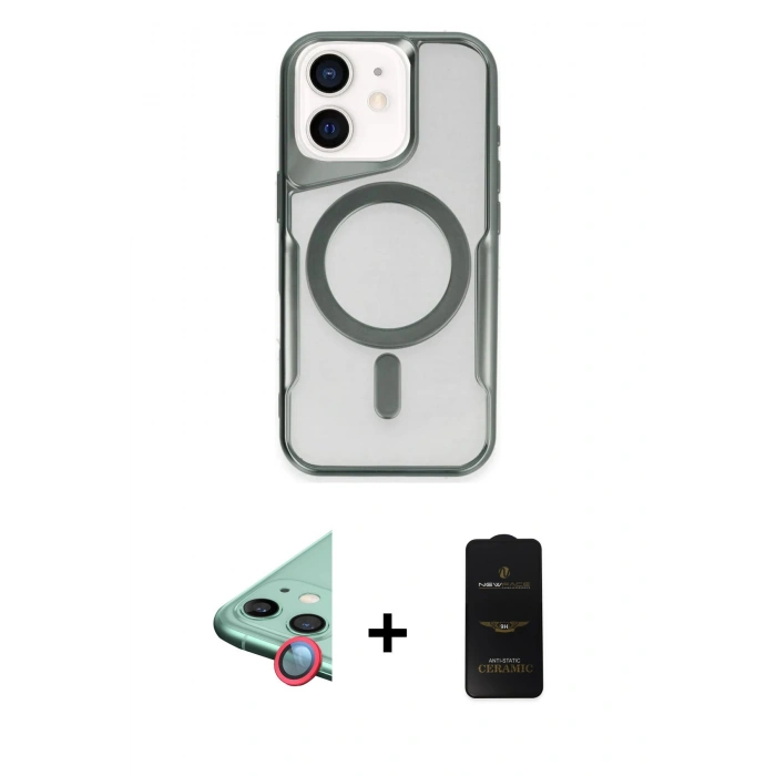 MARSİLYAN™- iPhone 11 Kılıf Yadigar Klasik Özel Seri - Siyah 6D Antistatik Mat Seramik Hayalet Nano Ekran Koruyucu + Raze Metal Kamera Lens - KI