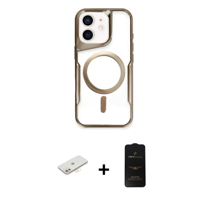 MARSİLYAN™- iPhone 11 Kılıf Yadigar Klasik Özel Seri - Siyah 6D Antistatik Mat Seramik Hayalet Nano Ekran Koruyucu + Renkli Kamera Lens Koruma Cam - YL