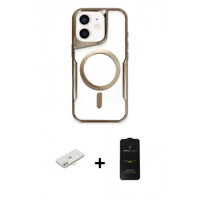 MARSİLYAN™- iPhone 11 Kılıf Yadigar Klasik Özel Seri - Siyah 6D Antistatik Mat Seramik Hayalet Nano Ekran Koruyucu + Renkli Kamera Lens Koruma Cam - SI